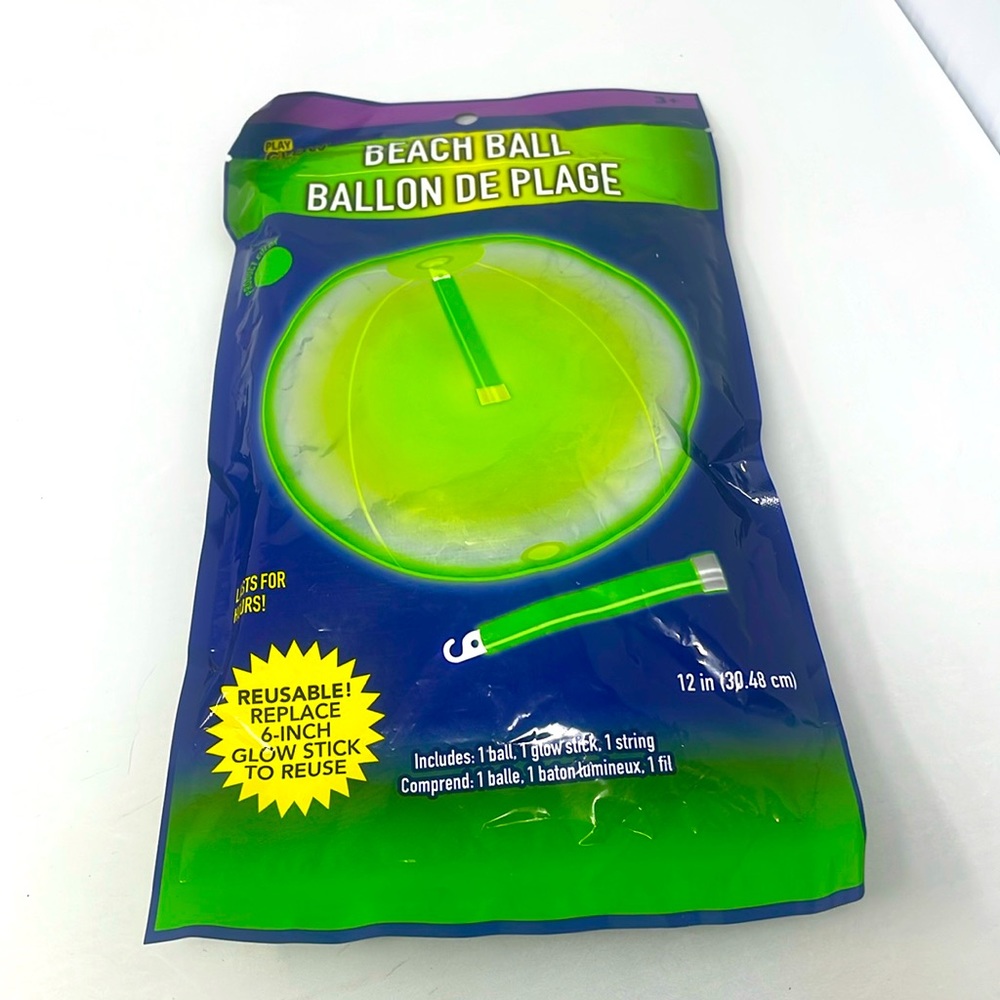 🍒 3 for 25 🍒 New- Beach Ball with Green  Glow Stick